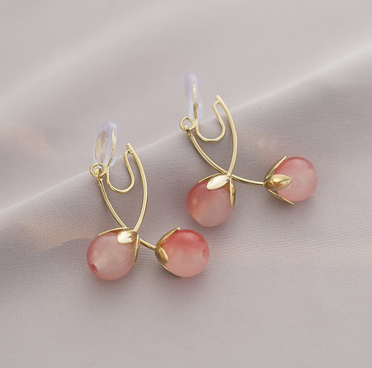 Chic Pink Tomato Clip-On Earrings