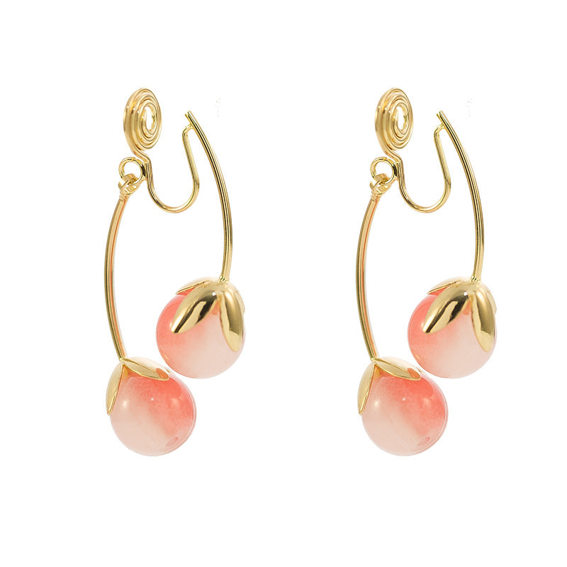 Chic Pink Tomato Clip-On Earrings