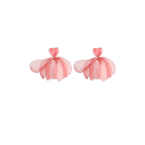 Vacation Vibe Pink Chiffon Flower Clip-On Earrings