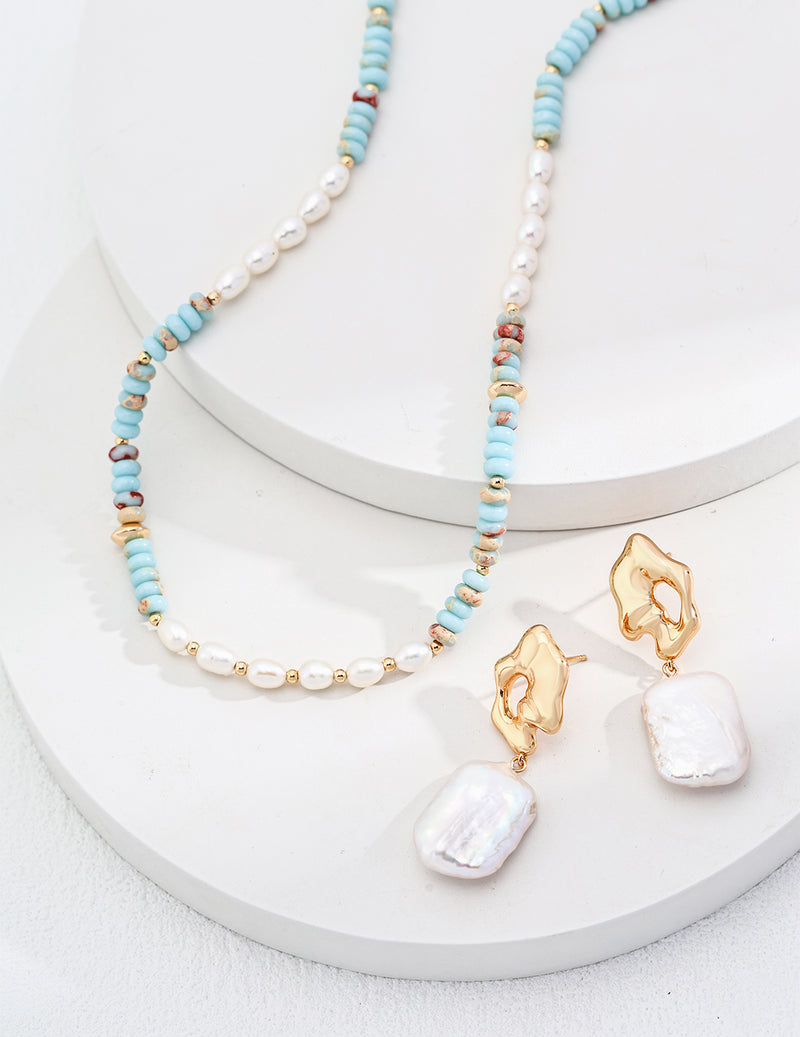 Shoushan Stone & Pearl Necklace