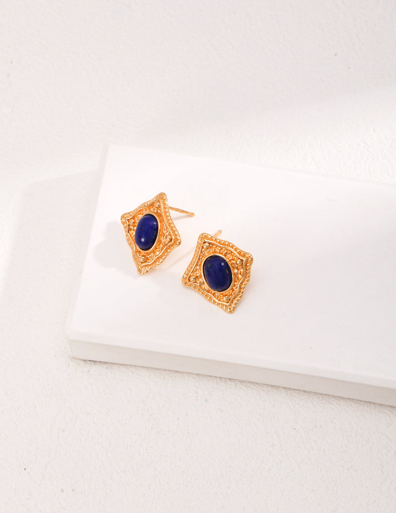 Vintage Royal Blue Lapis Lazuli OR Red Agate Earrings