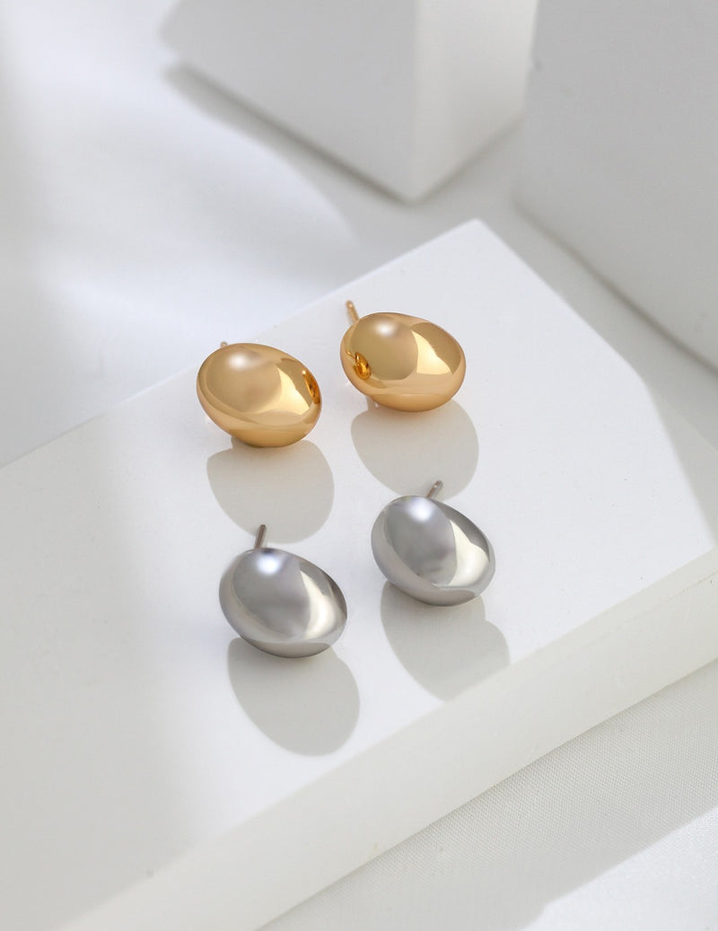 Golden Bean Silver Earrings