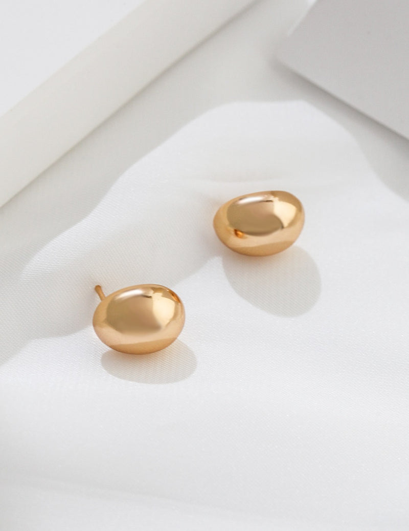 Golden Bean Silver Earrings