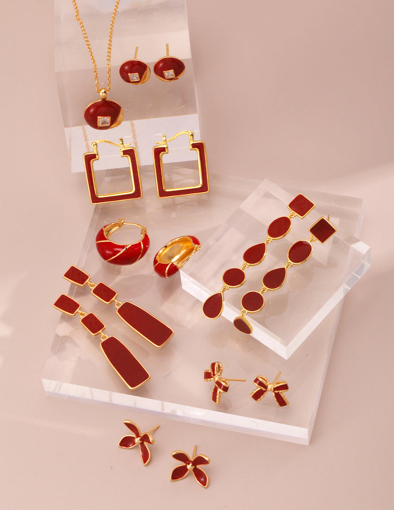 Crimson Drop Elegance Earrings